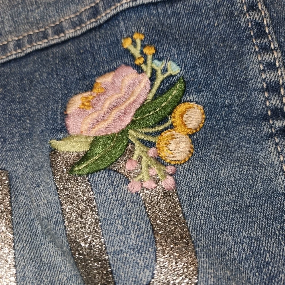 Arizona Jean Co Girls Wild Child Denim Jacket Size XL/16 Embroidery Front & Back
